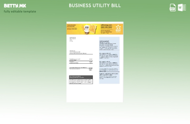Обединетото Кралство верзија на деловна сметка за електрична енергија и гас на E